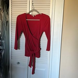 Express - One Eleven deep V tie blouse